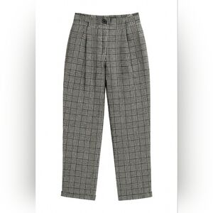 Komodo Plaid Trousers‎ Womens Size 2 Gray Check Sustainable Wool Blend